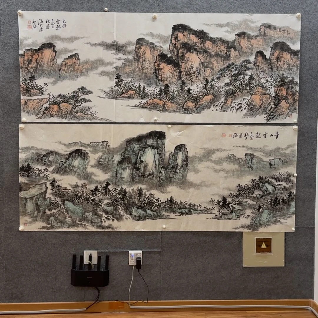 酒***尊国画小六山水画两幅哈哈哈哈