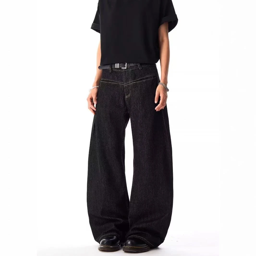 阔腿裤高腰牛仔裤长裤复古夏季高街牛仔裤