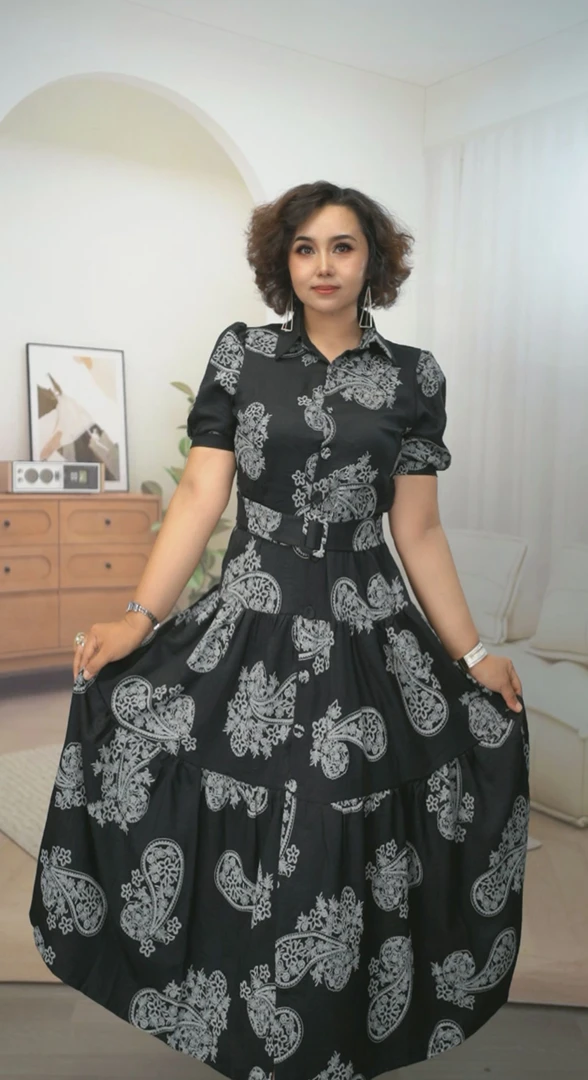 【孔雀蓝巴旦木连衣裙】气质显白显高显瘦日常