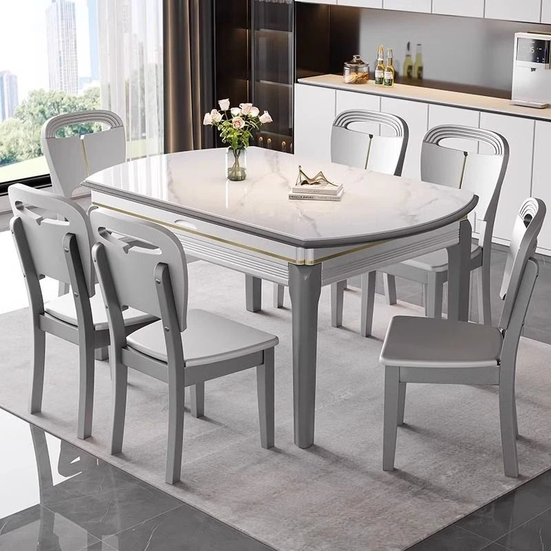 2025新款意式轻奢岩板餐桌小户型餐桌椅组合可伸缩折叠多功能饭桌