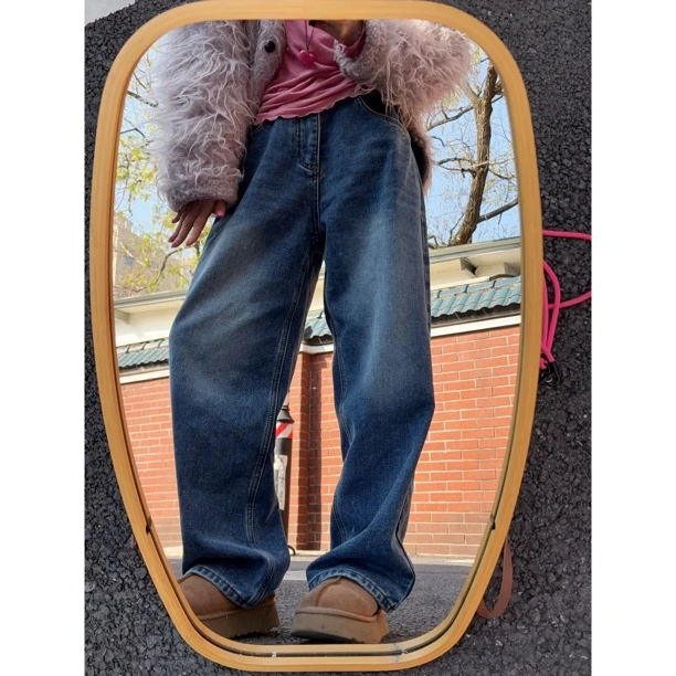 【Z.D.C】调节腰围磨毛绒牛仔裤/休闲宽松百搭