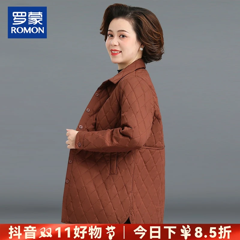 罗蒙品牌妈妈秋冬棉衣新款洋气中年妇女棉袄轻薄中老年人冬装棉服