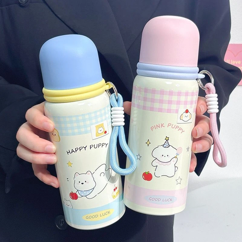 新款双饮水杯保温杯大容量316不锈钢女高颜值带吸管水杯大容量