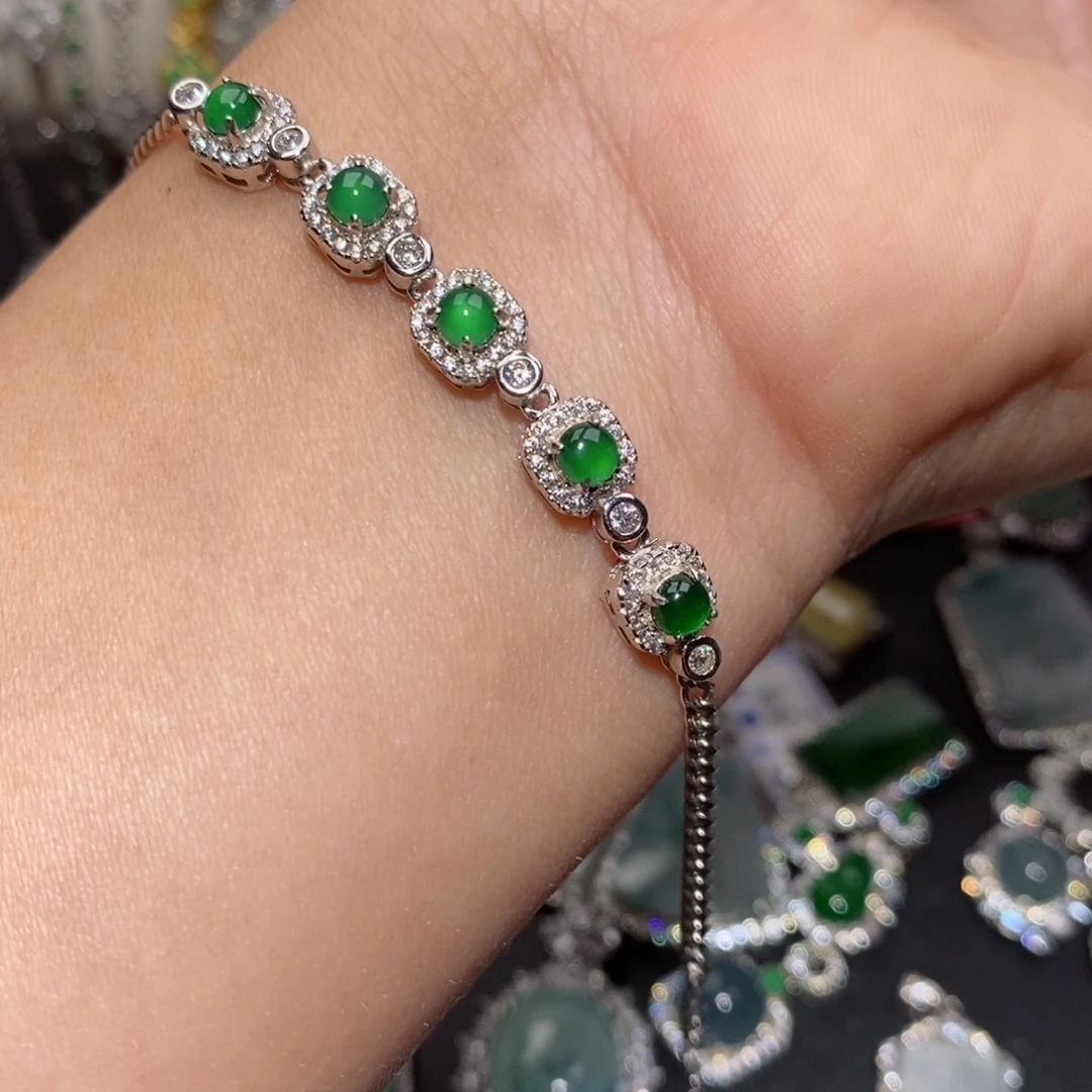 翡翠手链银S925镶嵌jjo o