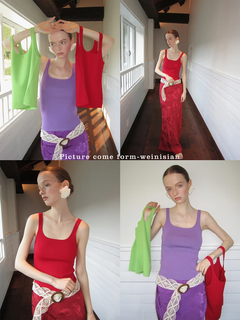 私服百搭曲珠吊带背心夏季新款外穿修身法式女小背心25071