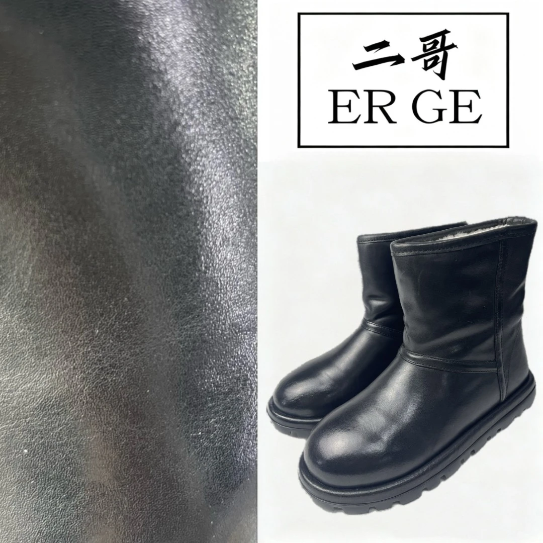 水洗马皮加绒防滑雪地靴中筒冬季棉靴/7389-2