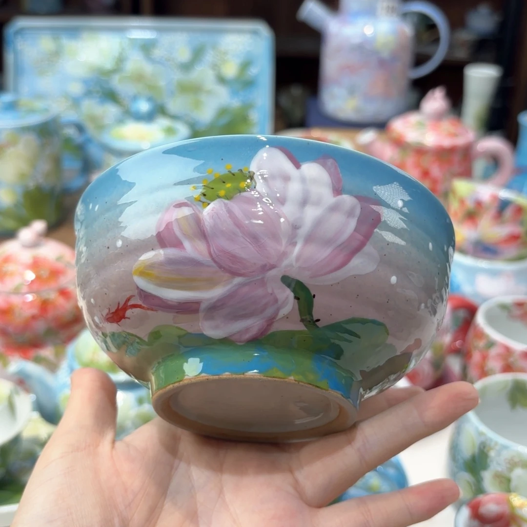 景德镇手绘高温釉下彩陶瓷茶具