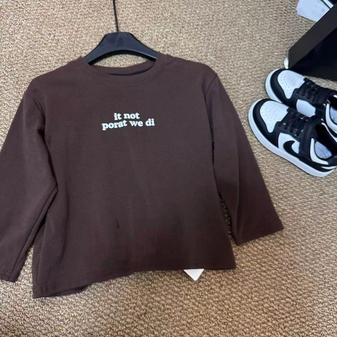 5075男女童流行时尚洋气休闲百搭春秋季白字母打底