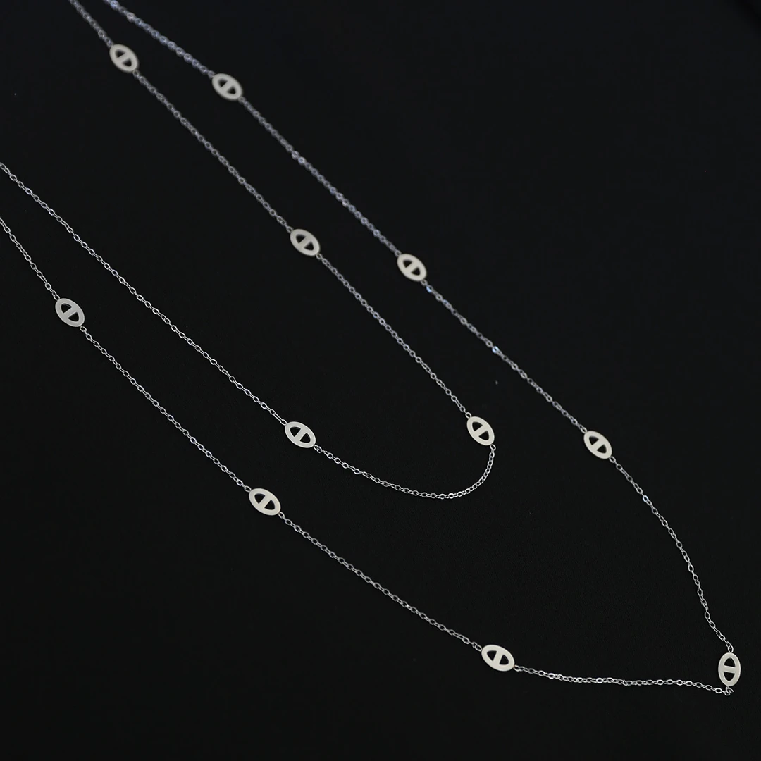 OSENSO 不锈钢项链 "小猪鼻子"设计感气质时尚猪鼻子项链XL250498