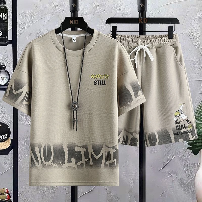 2025新款潮流俩件套夏季男韩版运动休闲帅气一套衣服