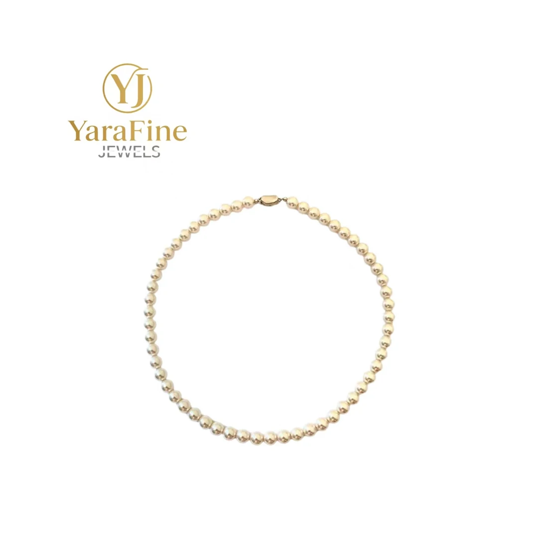 合金仿珍珠项链 施家正圆暖光2025珍珠项链女元宝扣锁骨链