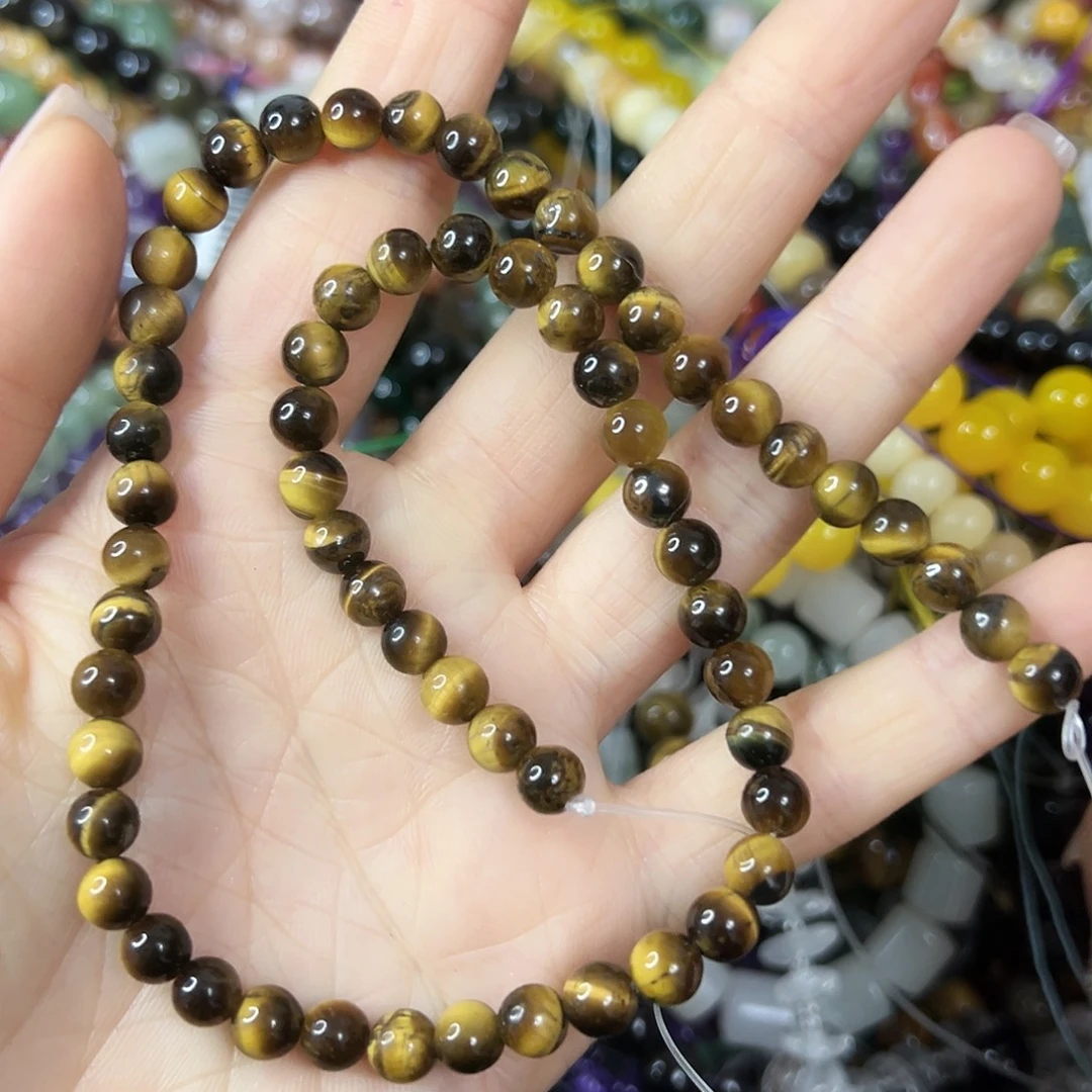 玛瑙/玉髓未镶嵌珠宝半成品，卡6黄虎眼一条