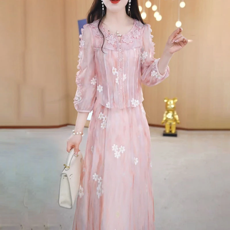 高级星空精纺气质新中式国风礼服裙2025春秋新款上衣假俩件连衣裙