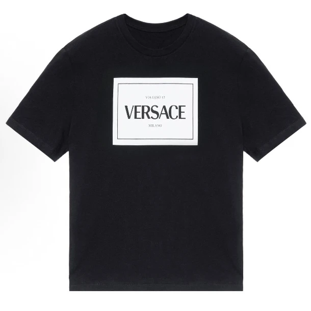 未使用 VERSACE/范思哲 竞拍L码 黑色短袖t恤胸口正方形印花