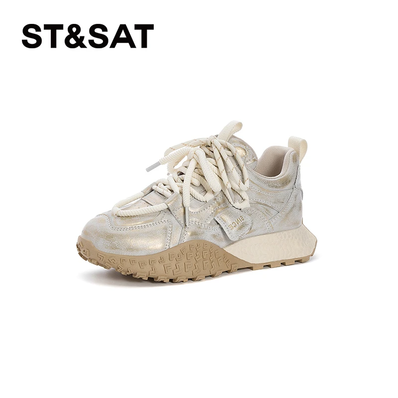 星期六厚底休闲鞋女款2025春季新款圆头系带舒适百搭低帮运动鞋Z