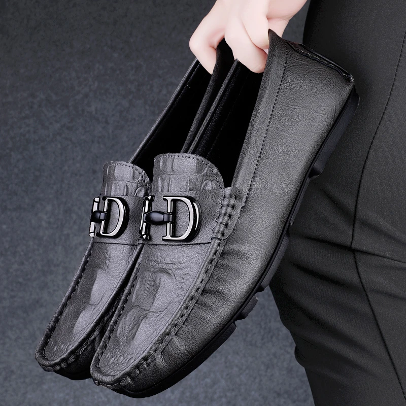 欧洲站2025夏季新款高端奢侈品豆豆鞋男真皮软底透气休闲懒人皮鞋