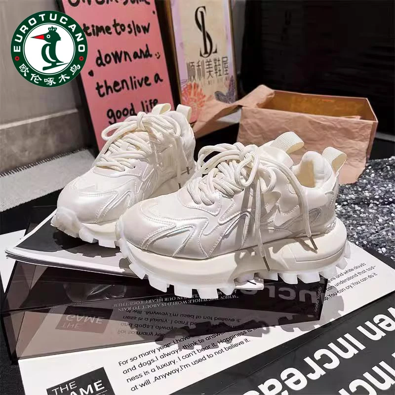 欧伦啄木鸟韩版系带厚底松糕老爹鞋女显瘦小蛮腰运动鞋小白鞋女鞋