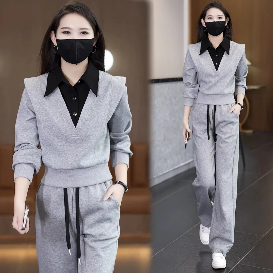春秋新款洋气时尚运动套装2025高级感中老年妈妈休闲宽松两件套女