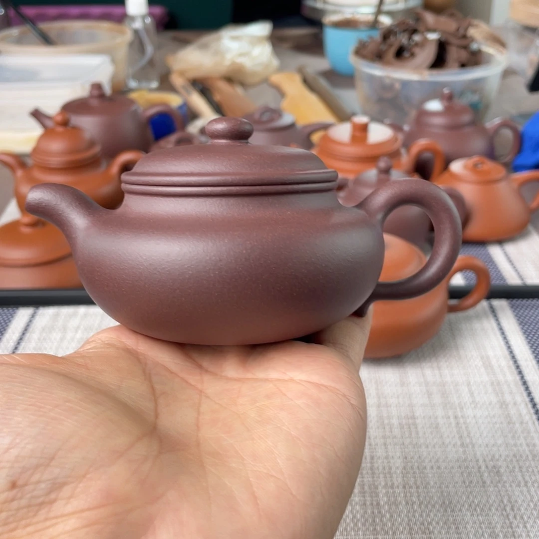 茶壶紫砂半手工老紫泥仿古壶150cc