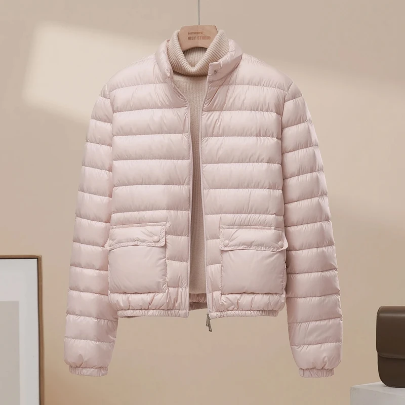 2025秋冬新款立领保暖时尚百搭棉服外套女休闲通勤风简约百搭棉衣