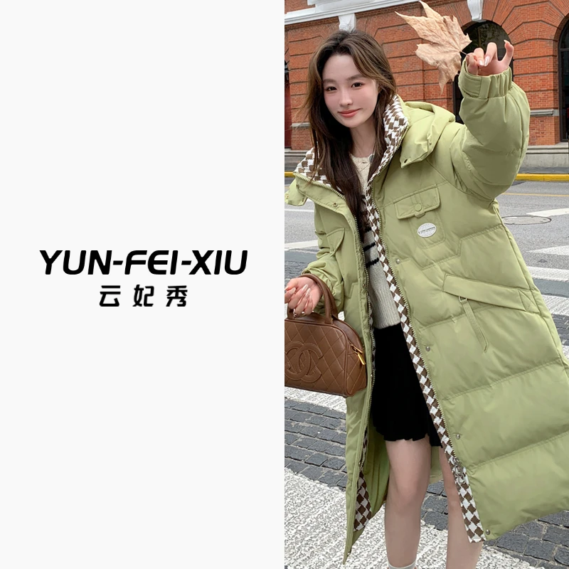云妃秀大码女装羽绒服百搭时尚日常拼接连帽微胖气质保暖冬季193