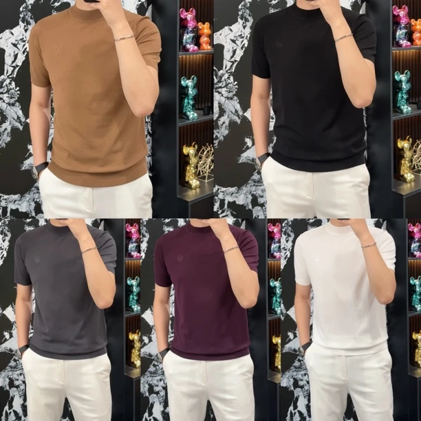 小雨男装｜新品定制莱赛尔天丝针织短袖毛衫H-52081