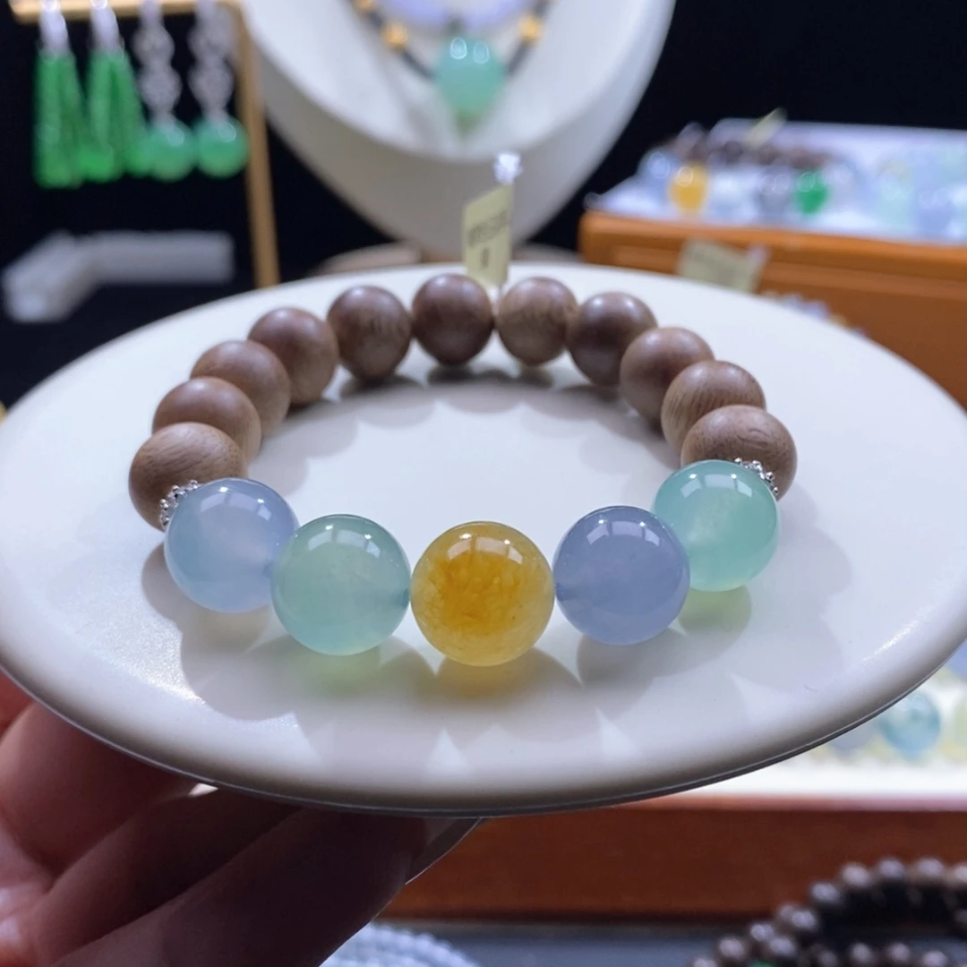 翡翠未镶嵌手串梦幻甜手串卡12+