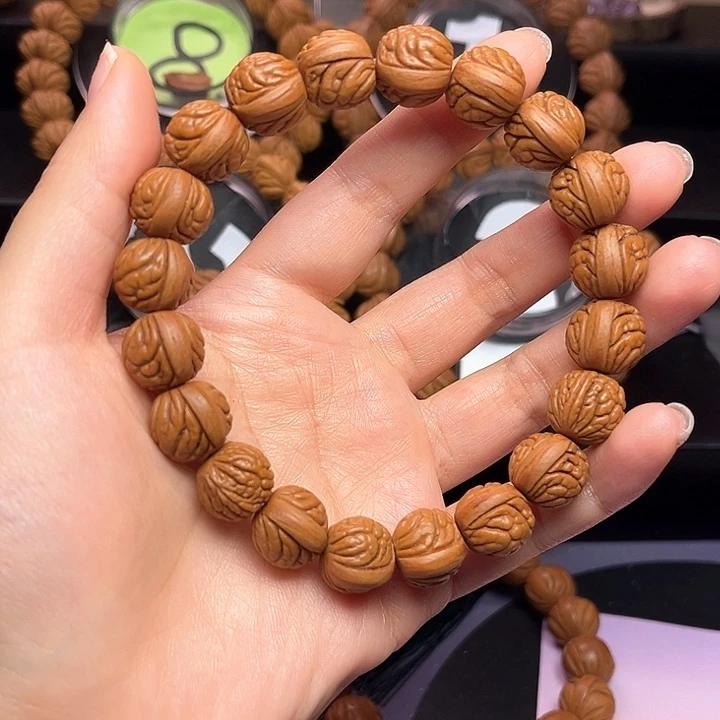 桃核手串内*秦岭龙纹野生荔枝纹1.3