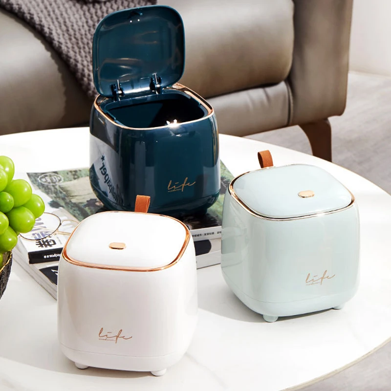 桌面垃圾桶客厅轻奢杂物桶车载家用办公桌餐厅收纳筒垃圾篓