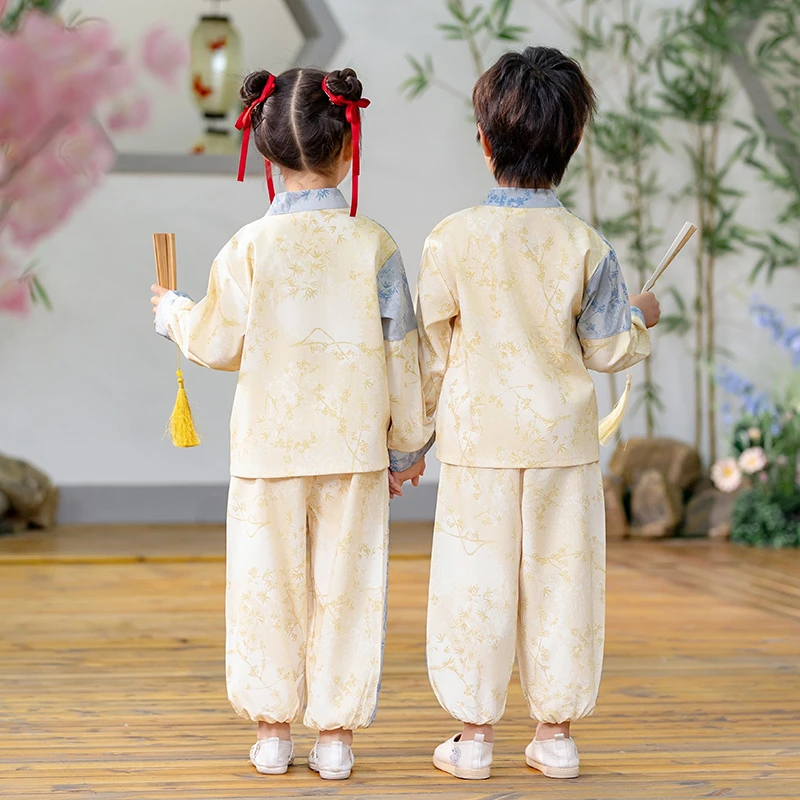 哪吒儿童汉服男童新中式套装春秋季国风唐装长袖礼服宝宝演出衣服