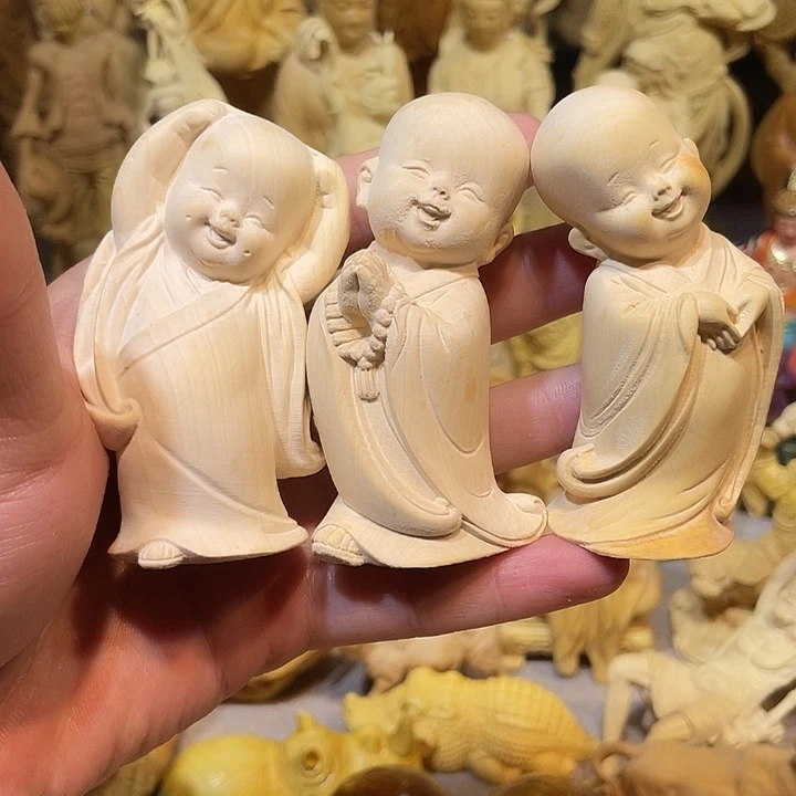 黄杨木小瑕疵三不和尚