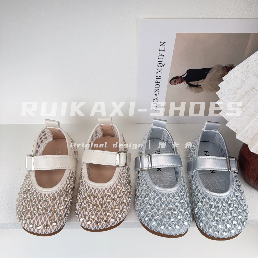 【瑞卡希】女童网纱皮鞋2025春秋新款儿童小女孩公主鞋软底防滑凉鞋