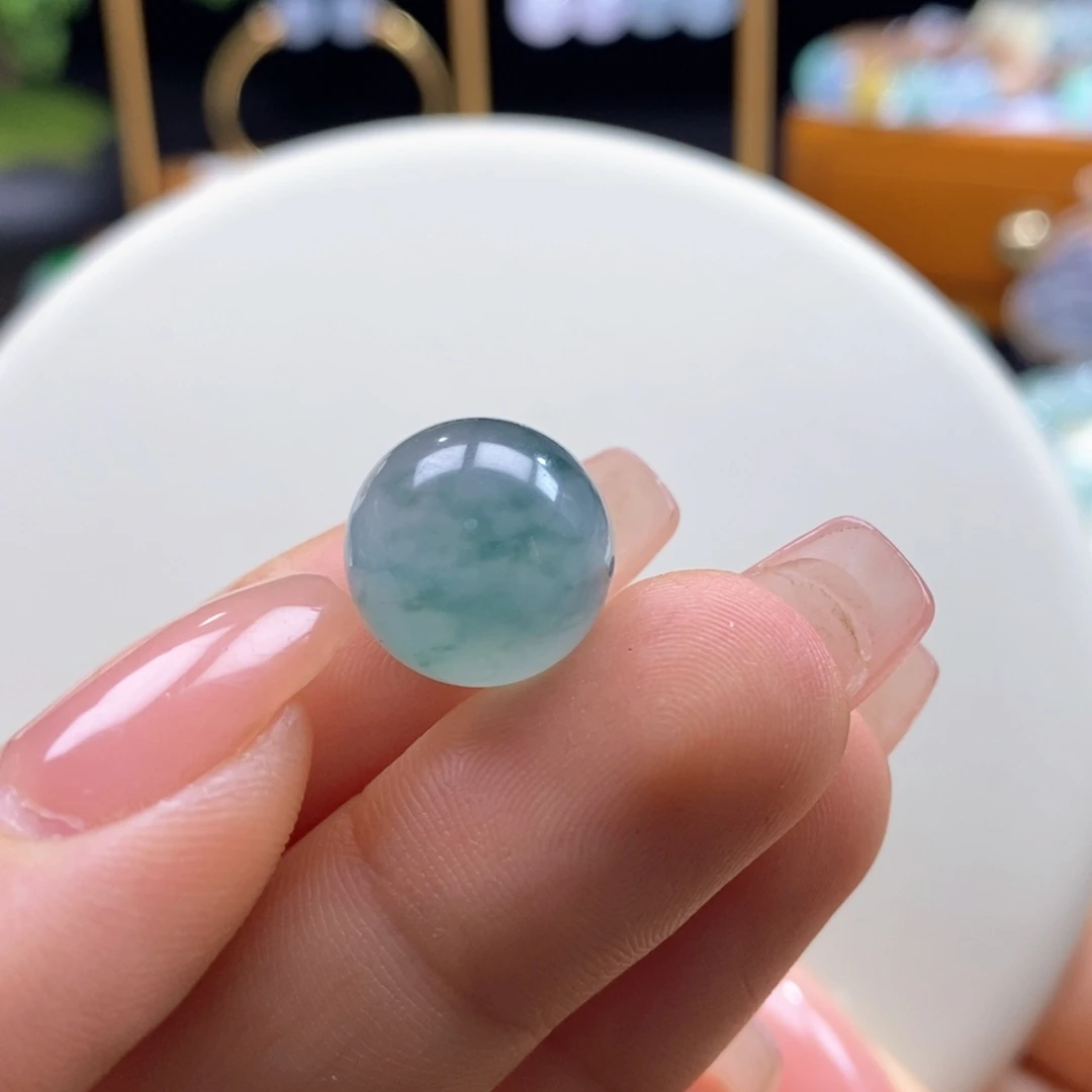 翡翠未镶嵌吊坠(不含链)翡翠冰胶蓝底圆珠