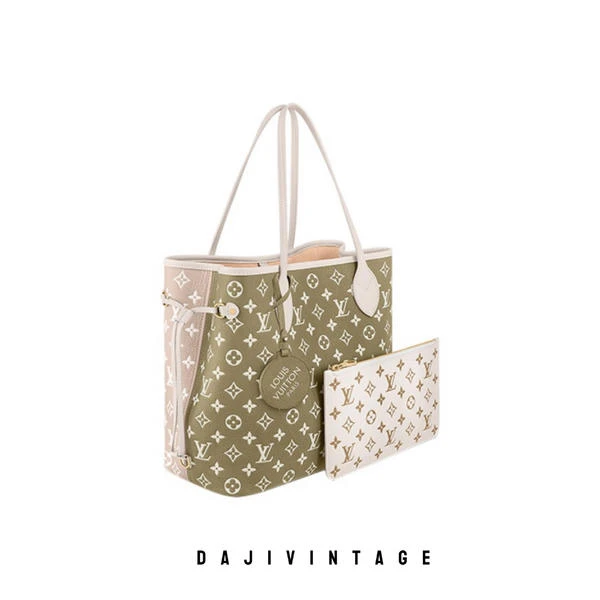 大吉中古/LV 拼色老花neverfull单肩包带子包