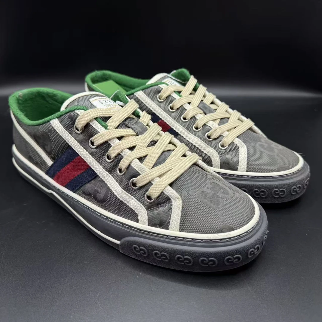 95新 GUCCI/古驰 【AO福利】39.5欧码 男士灰色1977休闲板鞋uu133