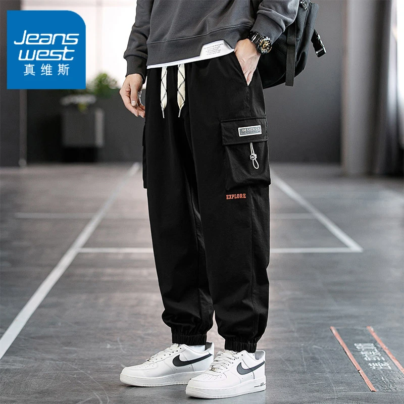 真维斯工装裤男士宽松大码男裤夏季薄款胖子青少年运动休闲长裤