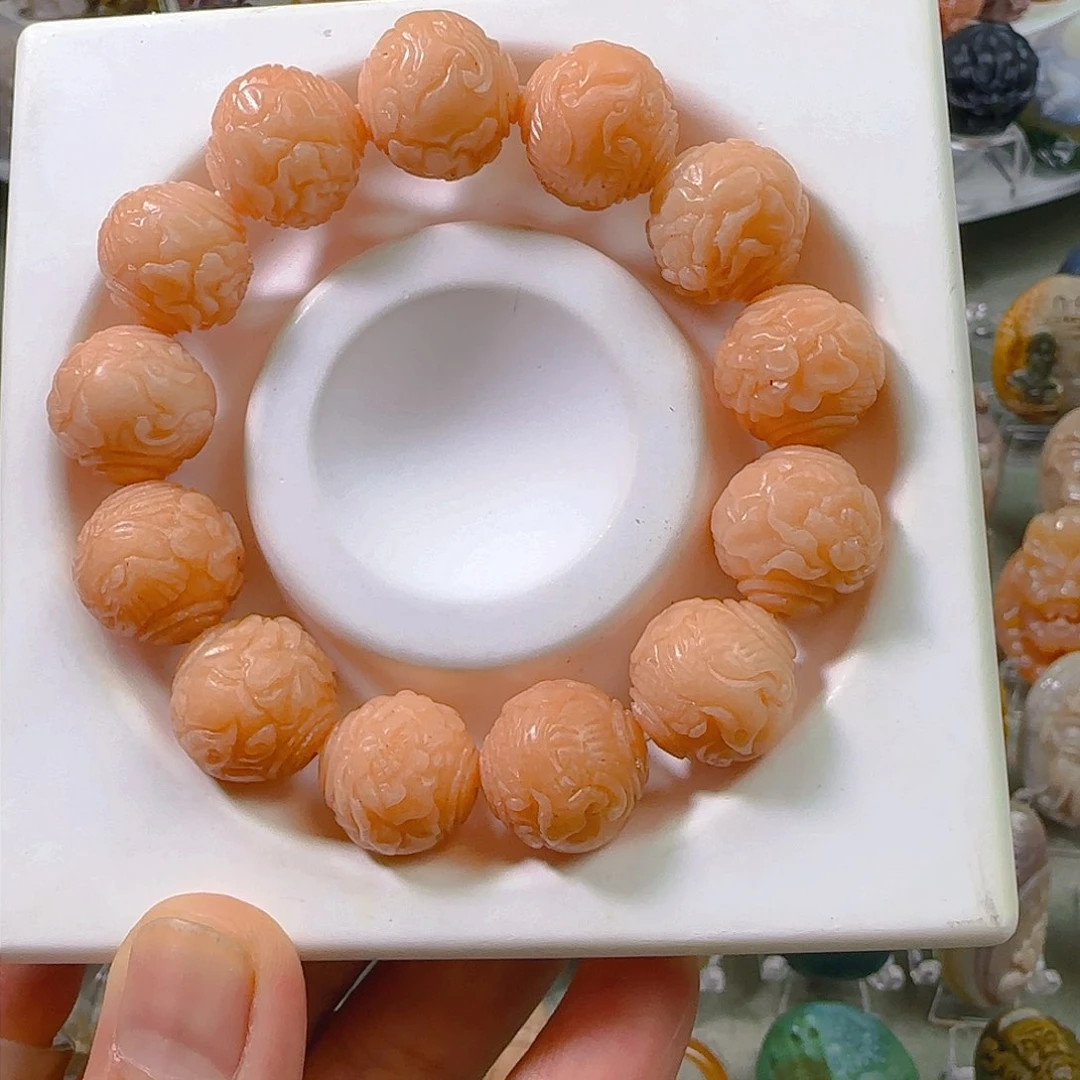 石英质玉手串未镶嵌天然阿拉善彩玉雕刻手串