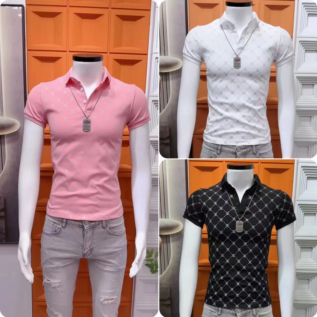 男士痞帅Polo衫高级感半袖男装修身短袖T恤夏季休闲商务潮流上衣