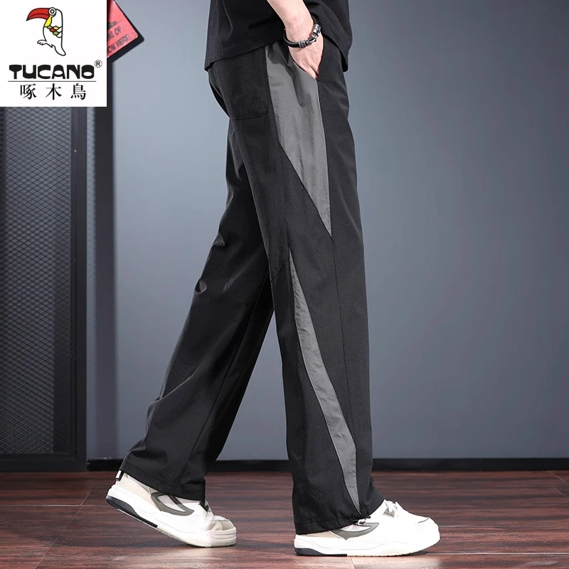 高端设计感冰丝休闲裤男2025新款夏季宽松显瘦直筒裤速干透气长裤