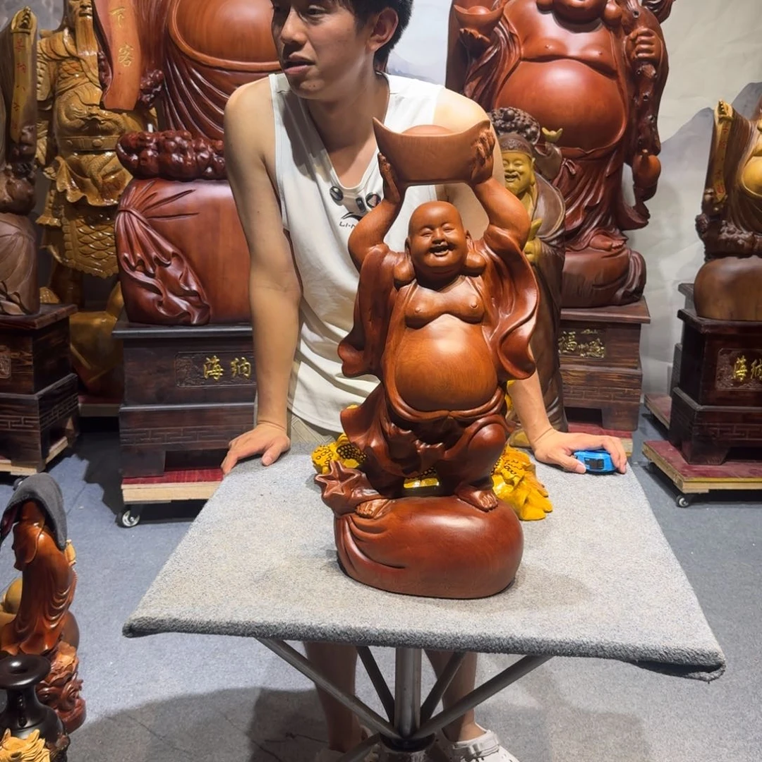 橙***绿花梨木类花梨木弥勒佛摆件