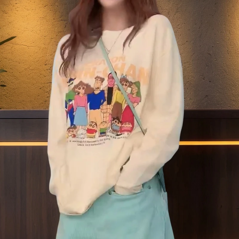 【蜡笔全家福】早秋时尚印花图案设计感宽松T恤上衣LK2507110