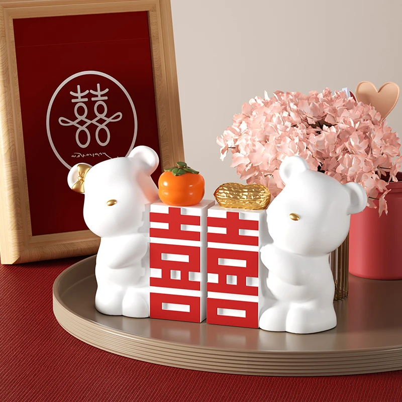 摆件暴力熊一生一世情侣小熊结婚礼物送闺蜜新人婚房布置装饰品