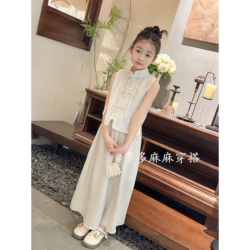 新中式风盘扣立领气质女童国风套装23918#