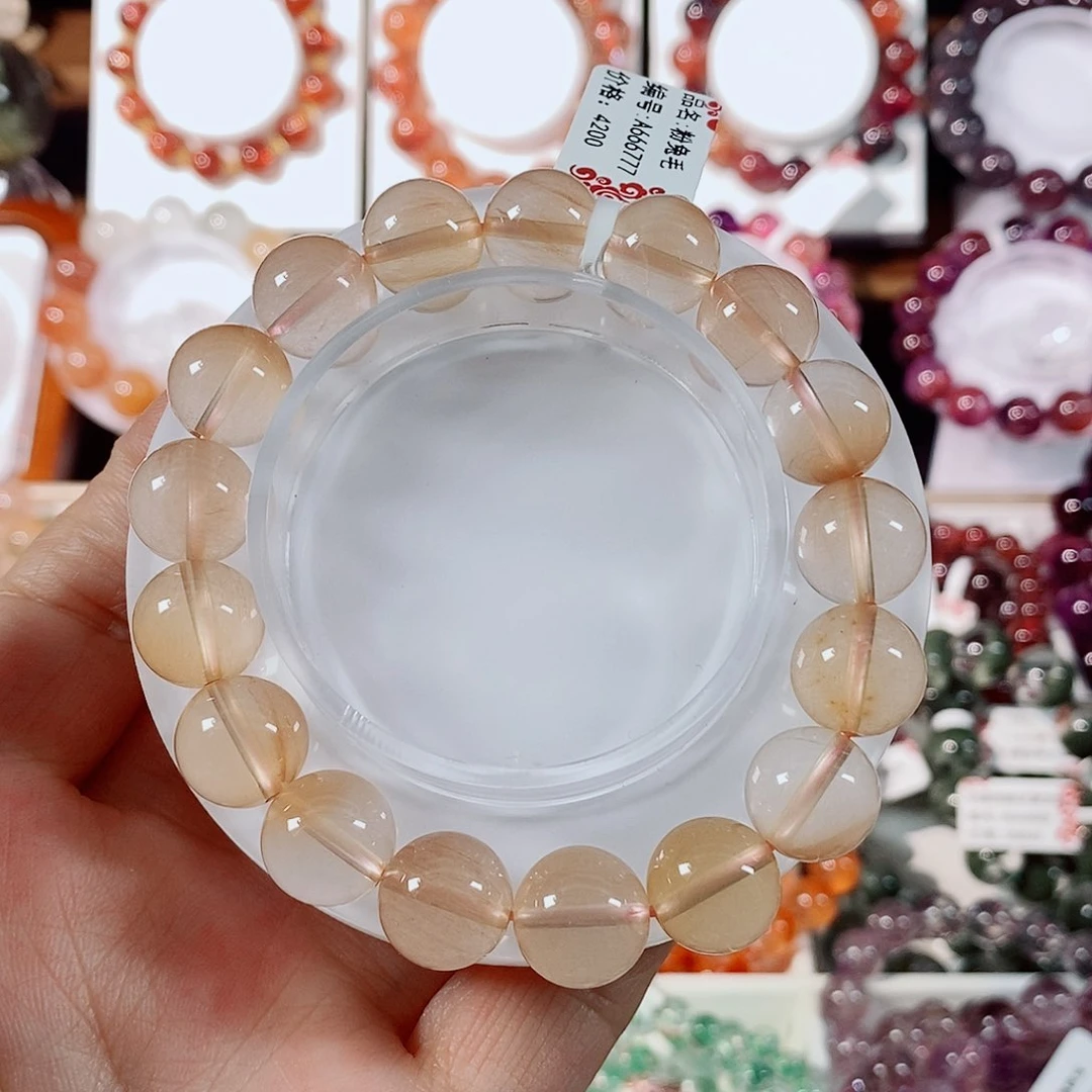 水晶手链未镶嵌粉兔毛