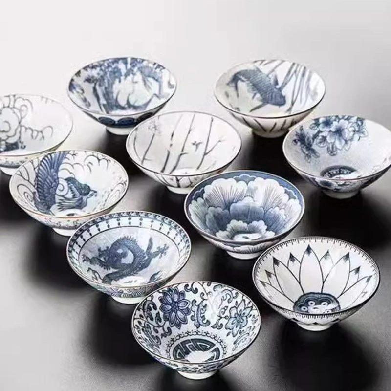 新款家用陶瓷茶杯大斗笠主人杯办公室适用釉下彩耐高温喝茶专用杯