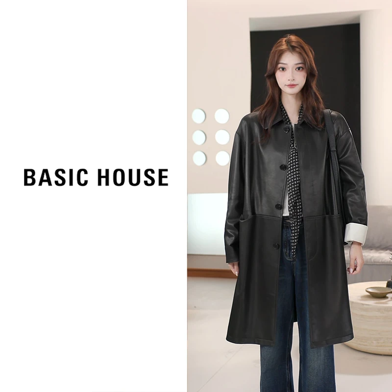 Basic House/百家好新款皮衣外套秋季风衣女B1294B50092（衣长96）