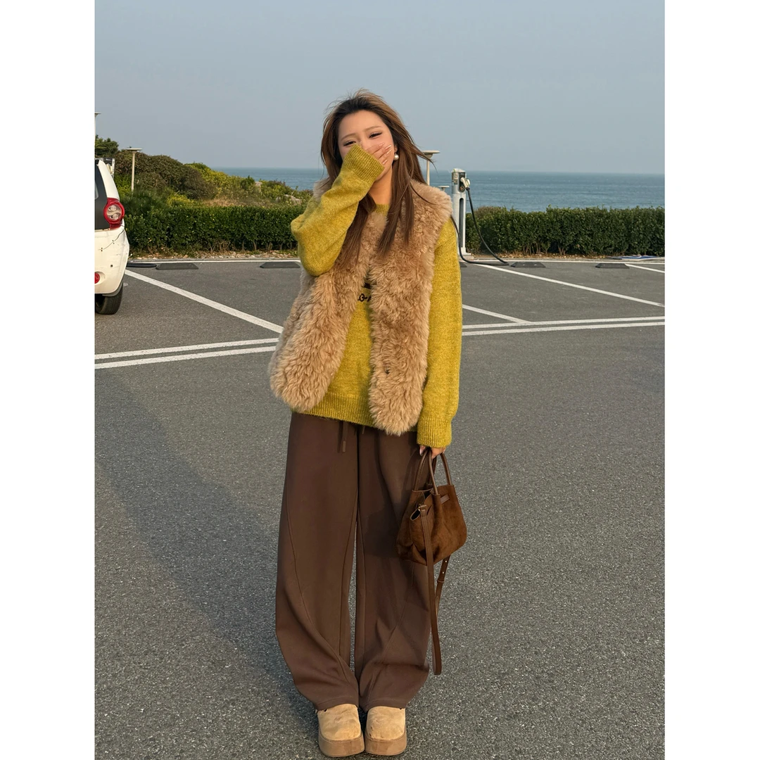 灰色卫裤直筒阔腿裤垂感宽松镰刀微胖大码女装运动香蕉裤子PJ45