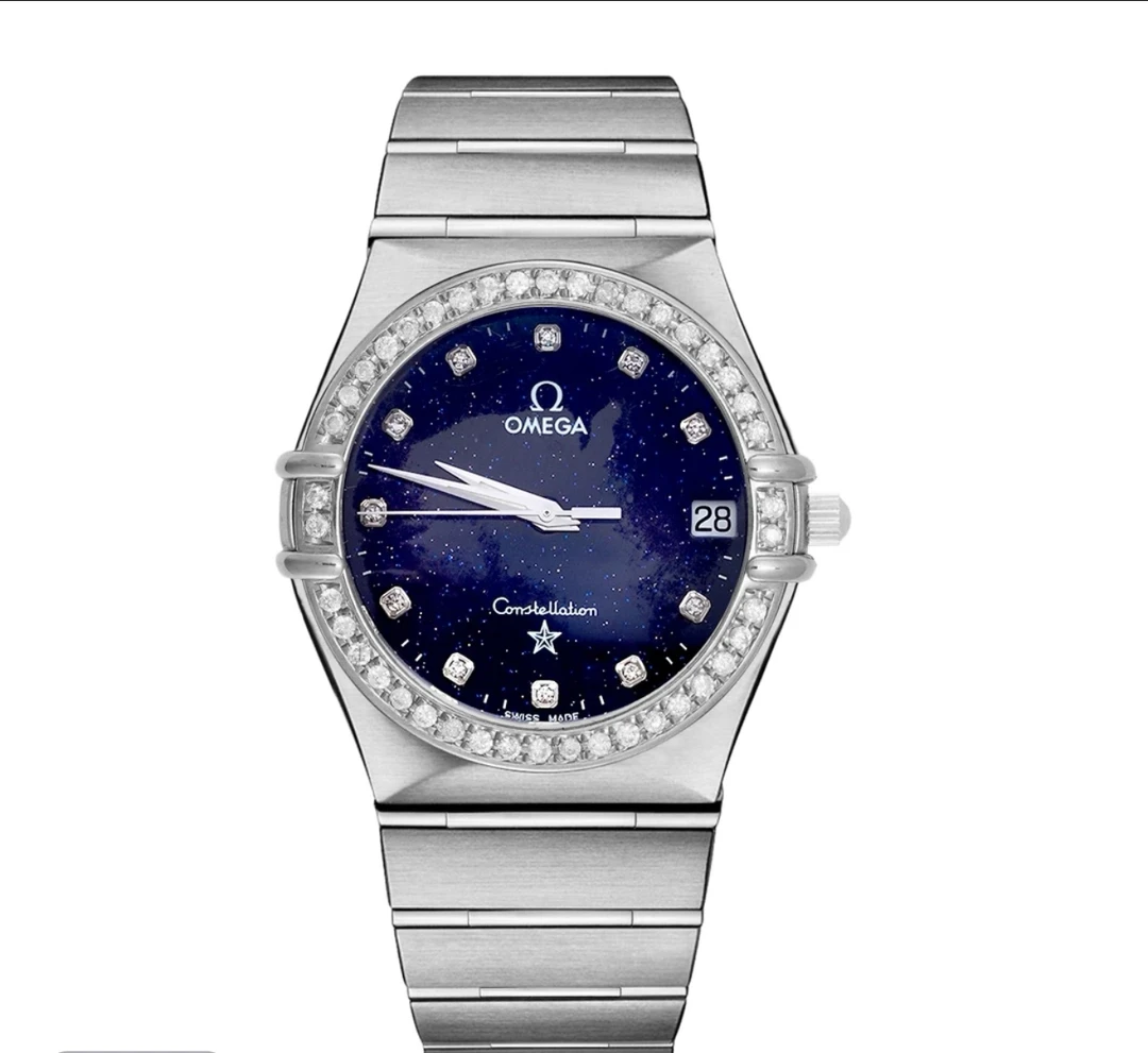 95新 Omega/欧米茄 /星座系列/33.5表径/后钻/后星空盘/间金/石英