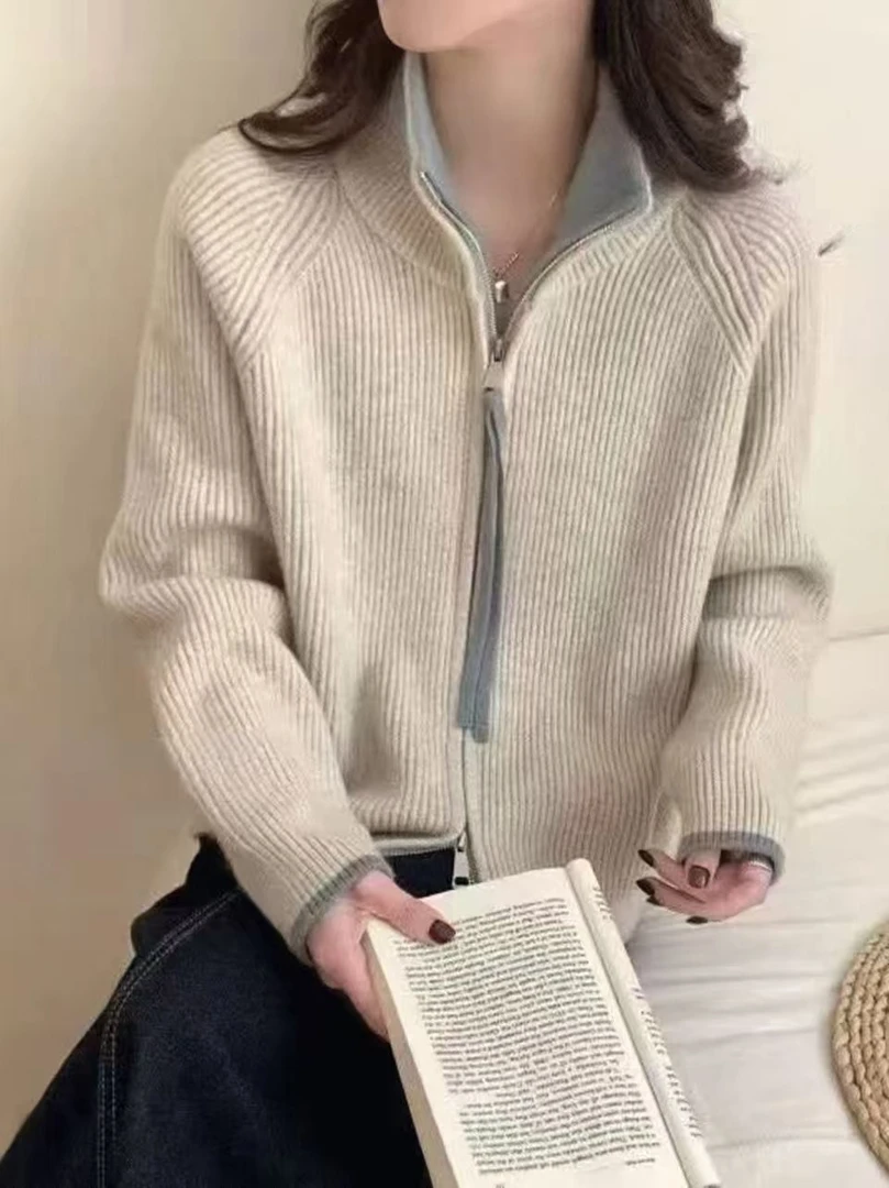 高品质休闲百搭秋冬新款拉链厚毛衣98873款