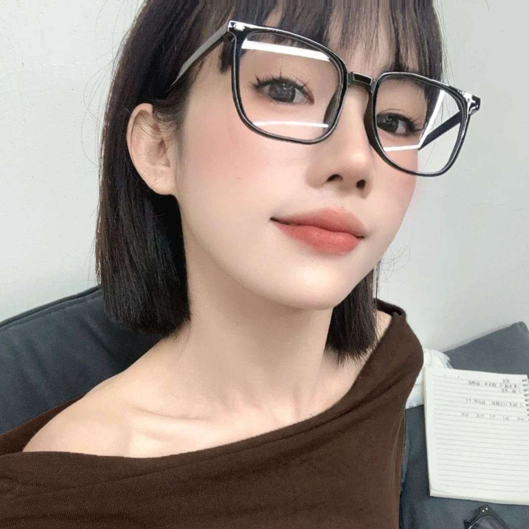 新人福利黑框素颜眼镜方圆脸眼镜大脸专用学生近视眼镜防蓝光眼镜